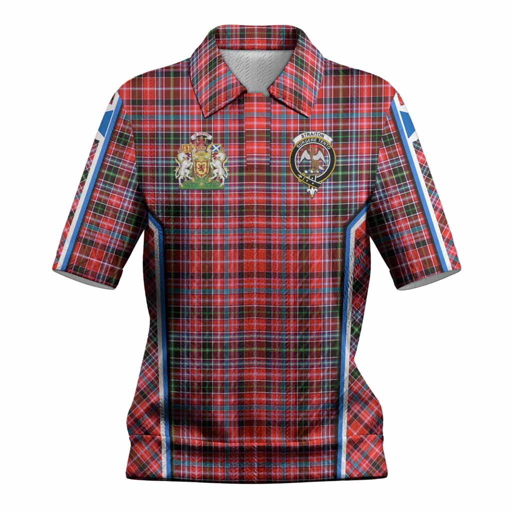 Straiton Tartan Crest Women’s Polo Sweater Top Scotland Coat of Arm Flag Style