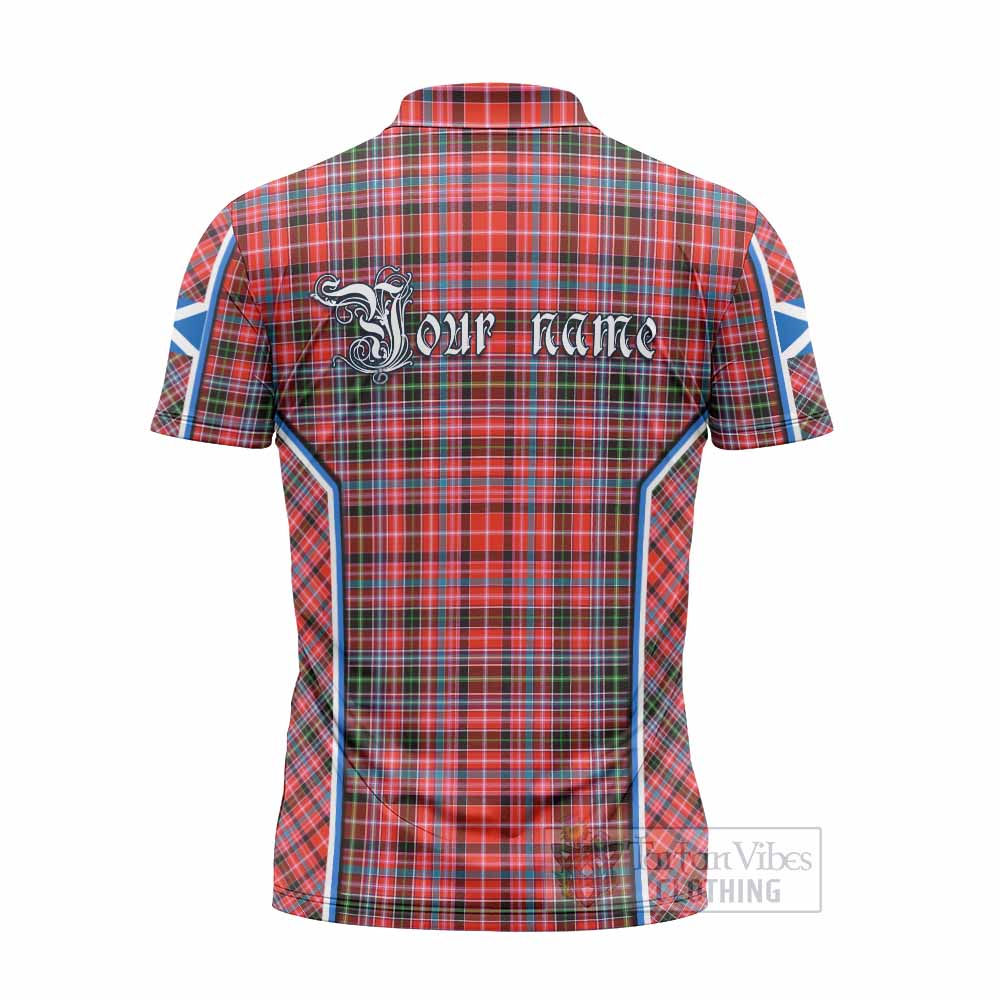 Straiton Tartan Crest Zipper Polo Shirt Scotland Coat of Arm Flag Style - Tartan Vibes Clothing