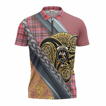 Straiton Tartan Crest Zipper Polo Shirt Scottish Triskele Celtic