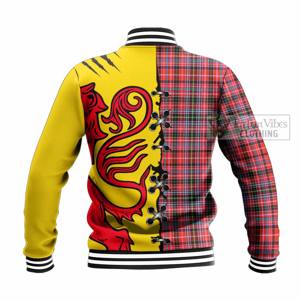 Straiton Tartan Family Crest Baseball Jacket Lion Rampant Honor - Tartan Vibes Clothing