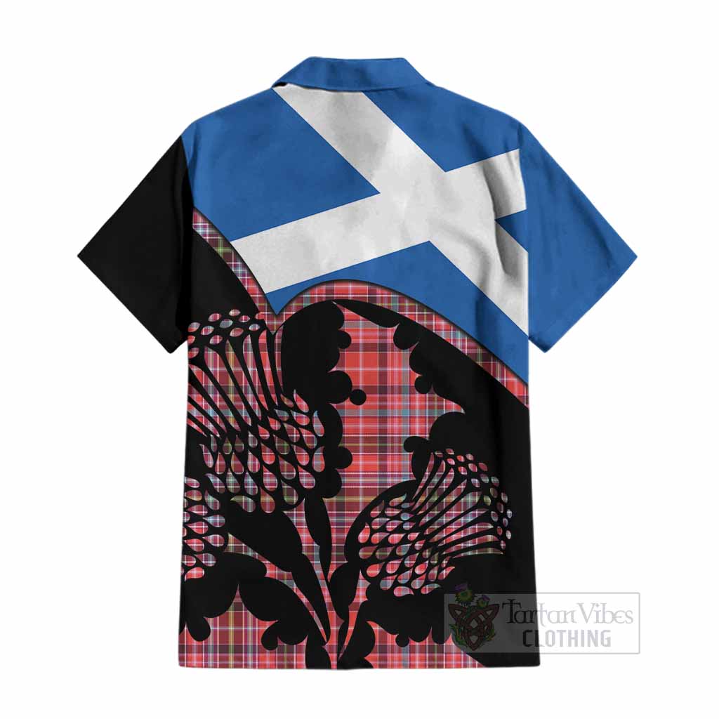Straiton Tartan Family Crest Cotton Hawaiian Shirt Scotland Thistle Floral Flag Style