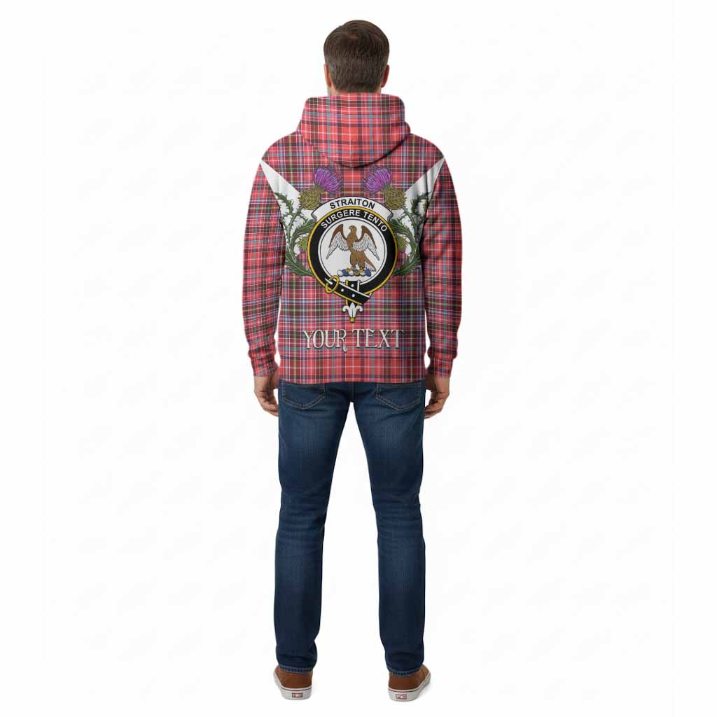 Straiton Tartan Family Crest Cotton Hoodie Scottish Burns Night Thistle Floral
