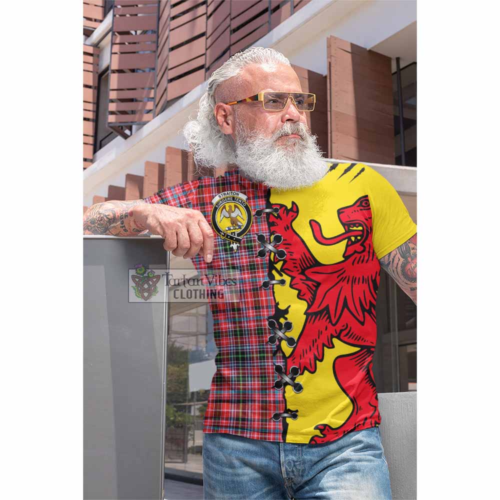 Straiton Tartan Family Crest Cotton T-shirt Lion Rampant Honor - Tartan Vibes Clothing