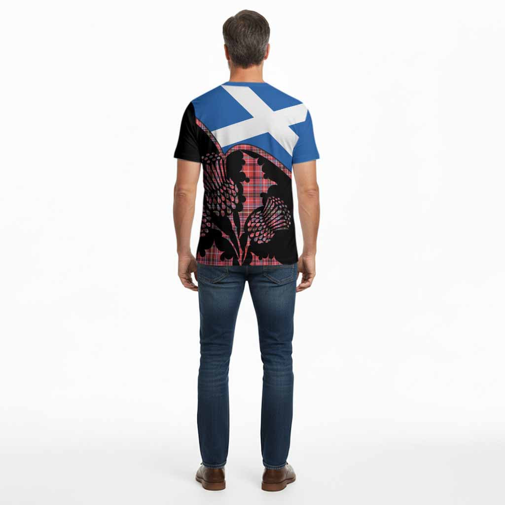 Straiton Tartan Family Crest Cotton T-shirt Scotland Thistle Floral Flag Style
