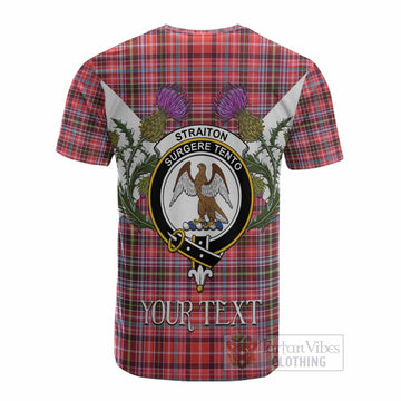 Straiton Tartan Family Crest Cotton T-shirt Scottish Burns Night Thistle Floral