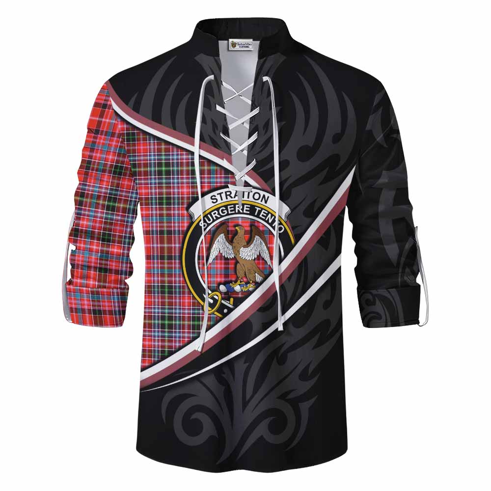 Straiton Tartan Family Crest Ghillie Kilt Shirt Celtic Scottish Thistle Floral - Tartan Vibes Clothing