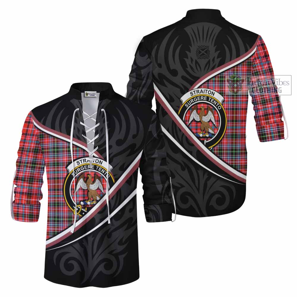 Straiton Tartan Family Crest Ghillie Kilt Shirt Celtic Scottish Thistle Floral - Tartan Vibes Clothing