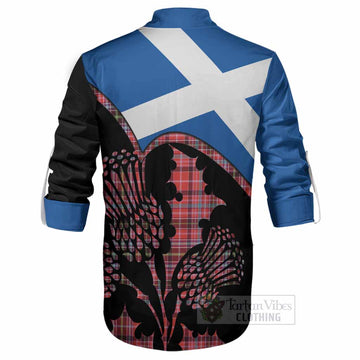 Straiton Tartan Family Crest Ghillie Shirt Scotland Thistle Floral Flag Style