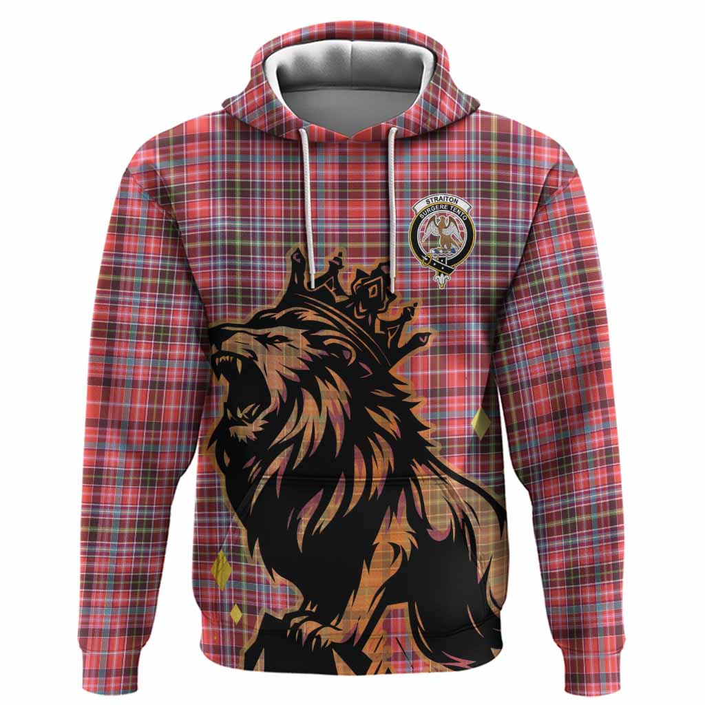 Straiton Tartan Family Crest Hoodie Crowned Lion Roaring