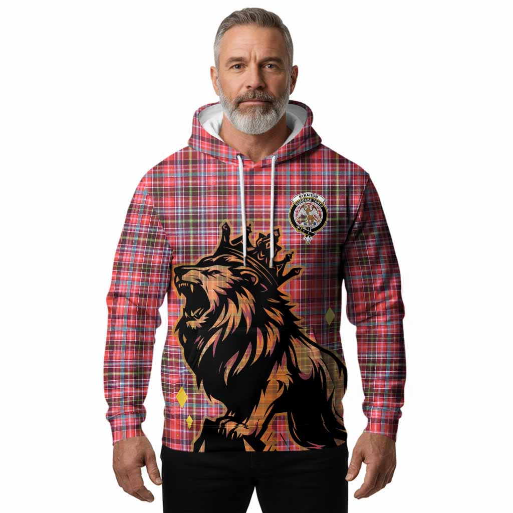 Straiton Tartan Family Crest Hoodie Crowned Lion Roaring