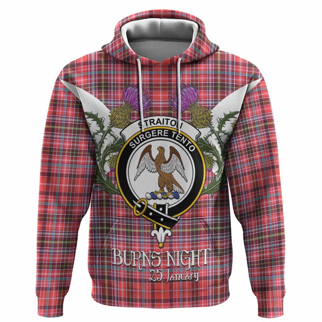 Straiton Tartan Family Crest Hoodie Scottish Burns Night Thistle Floral