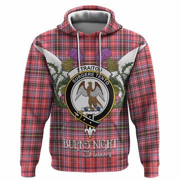 Straiton Tartan Family Crest Hoodie Scottish Burns Night Thistle Floral