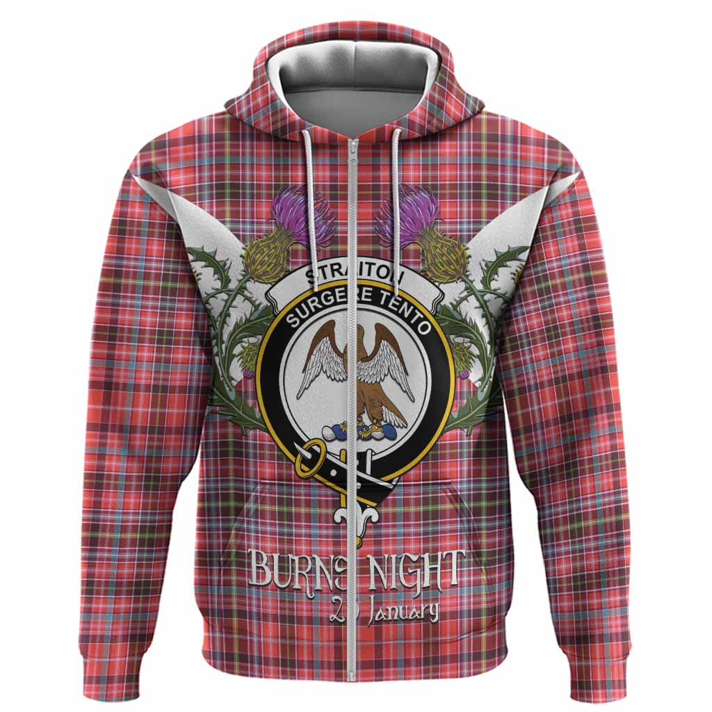 Straiton Tartan Family Crest Hoodie Scottish Burns Night Thistle Floral