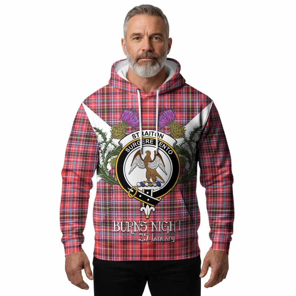 Straiton Tartan Family Crest Hoodie Scottish Burns Night Thistle Floral