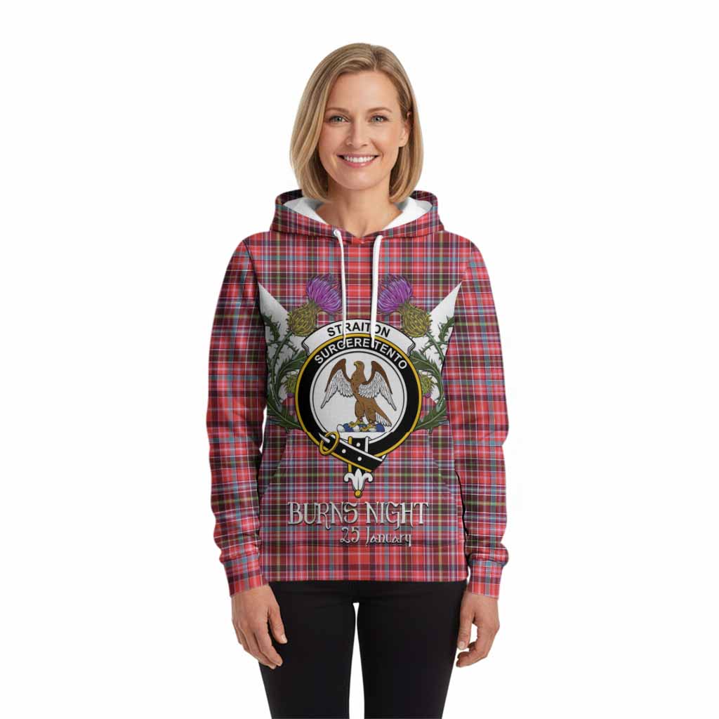 Straiton Tartan Family Crest Hoodie Scottish Burns Night Thistle Floral