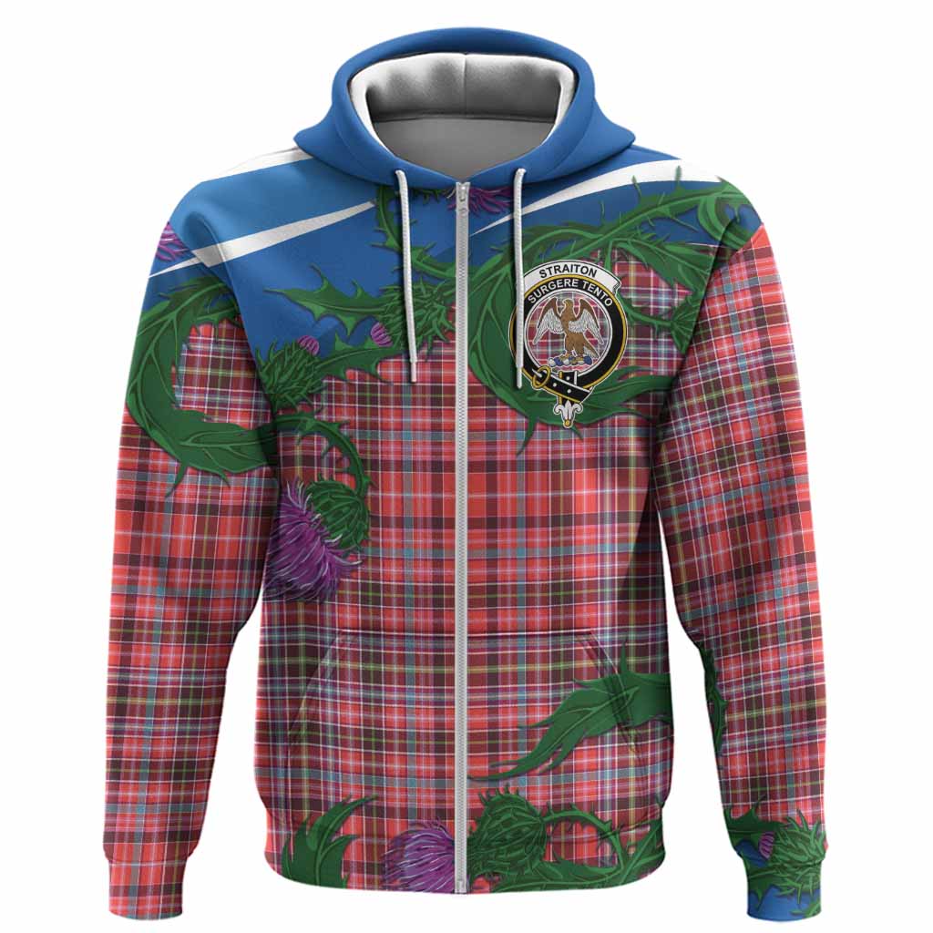 Straiton Tartan Family Crest Hoodie Thistle in Minimalism