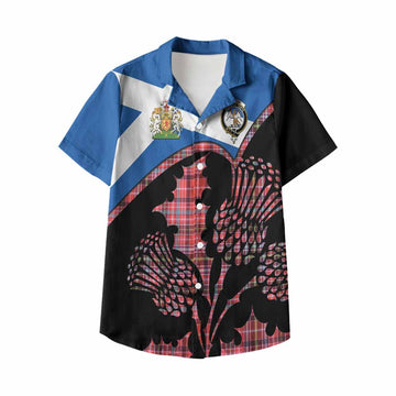 Straiton Tartan Family Crest Kid Hawaiian Shirt Scotland Thistle Floral Flag Style