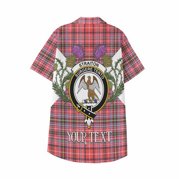 Straiton Tartan Family Crest Kid Hawaiian Shirt Scottish Burns Night Thistle Floral