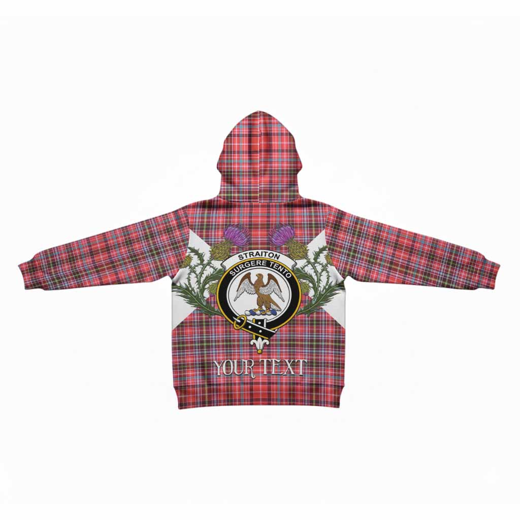 Straiton Tartan Family Crest Kid Hoodie Scottish Burns Night Thistle Floral