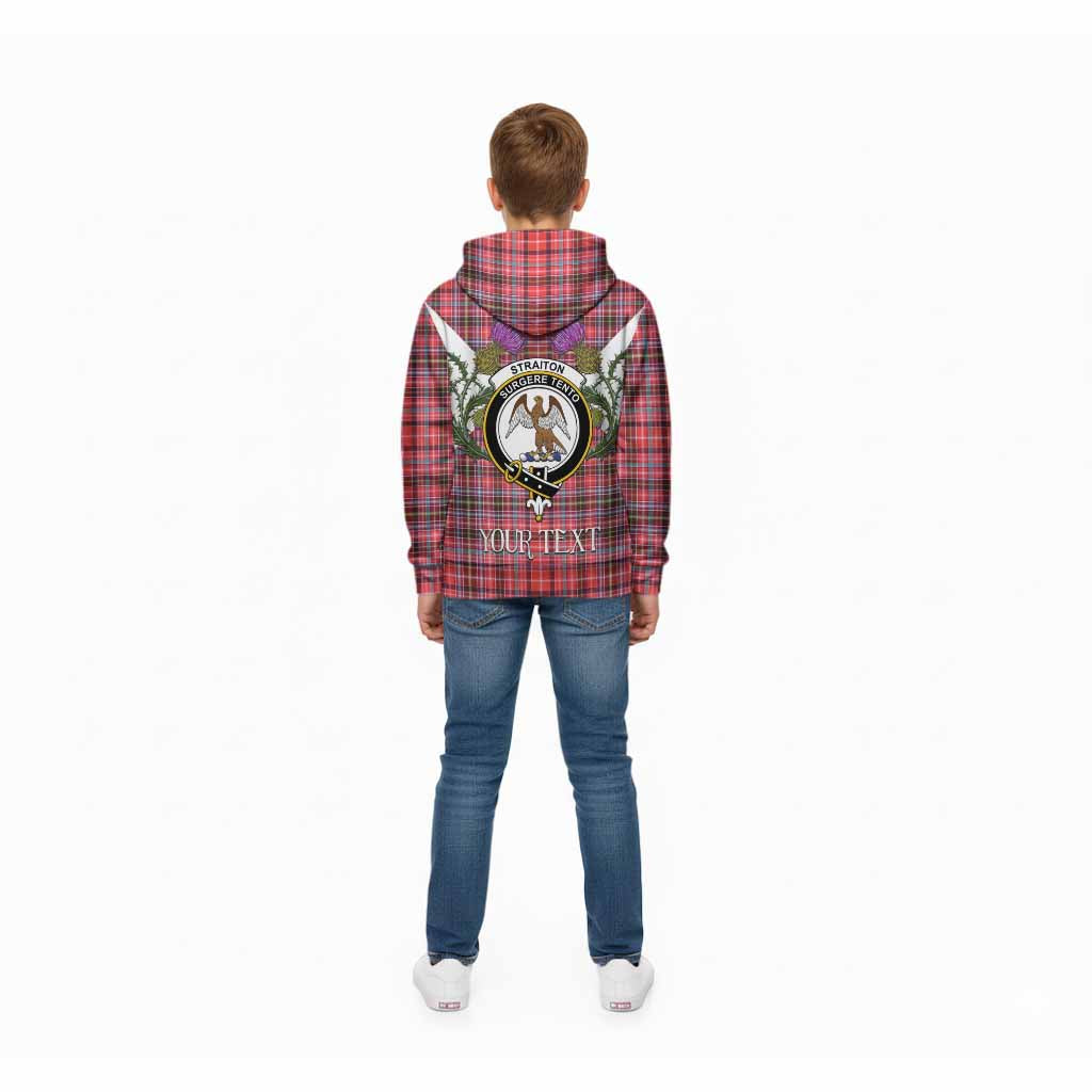 Straiton Tartan Family Crest Kid Hoodie Scottish Burns Night Thistle Floral