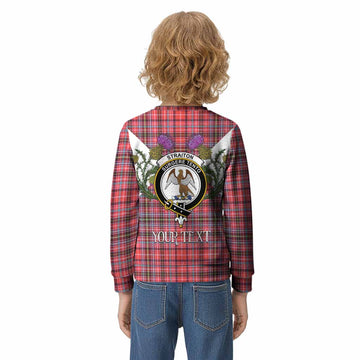 Straiton Tartan Family Crest Kid Knitted Sweatshirt Scottish Burns Night Thistle Floral