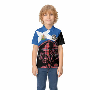 Straiton Tartan Family Crest Kid Polo Shirt Scotland Thistle Floral Flag Style