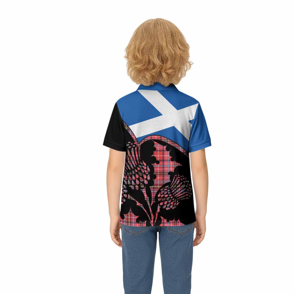 Straiton Tartan Family Crest Kid Polo Shirt Scotland Thistle Floral Flag Style