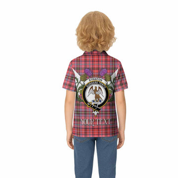 Straiton Tartan Family Crest Kid Polo Shirt Scottish Burns Night Thistle Floral