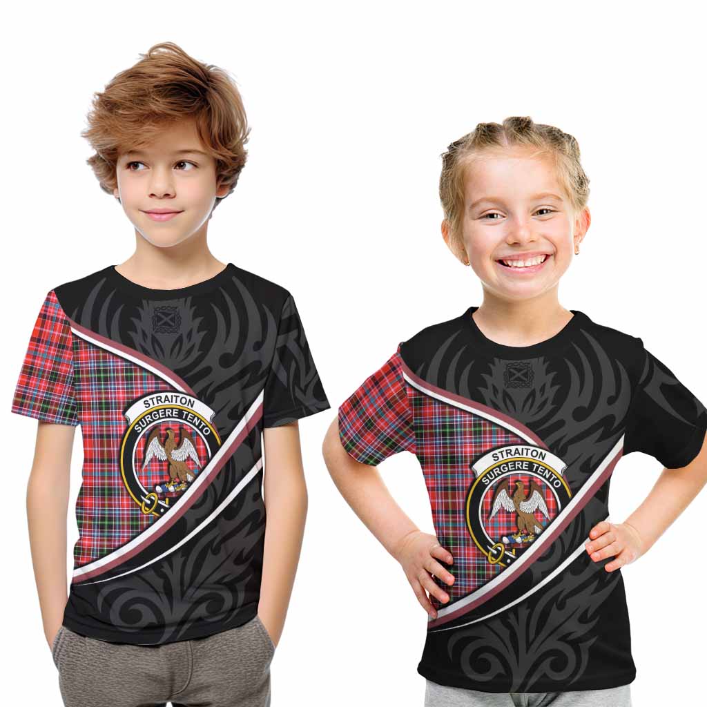 Straiton Tartan Family Crest Kid T-shirt Celtic Scottish Thistle Floral - Tartan Vibes Clothing