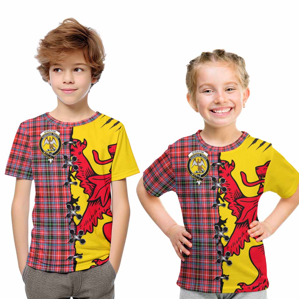 Straiton Tartan Family Crest Kid T-shirt Lion Rampant Honor - Tartan Vibes Clothing