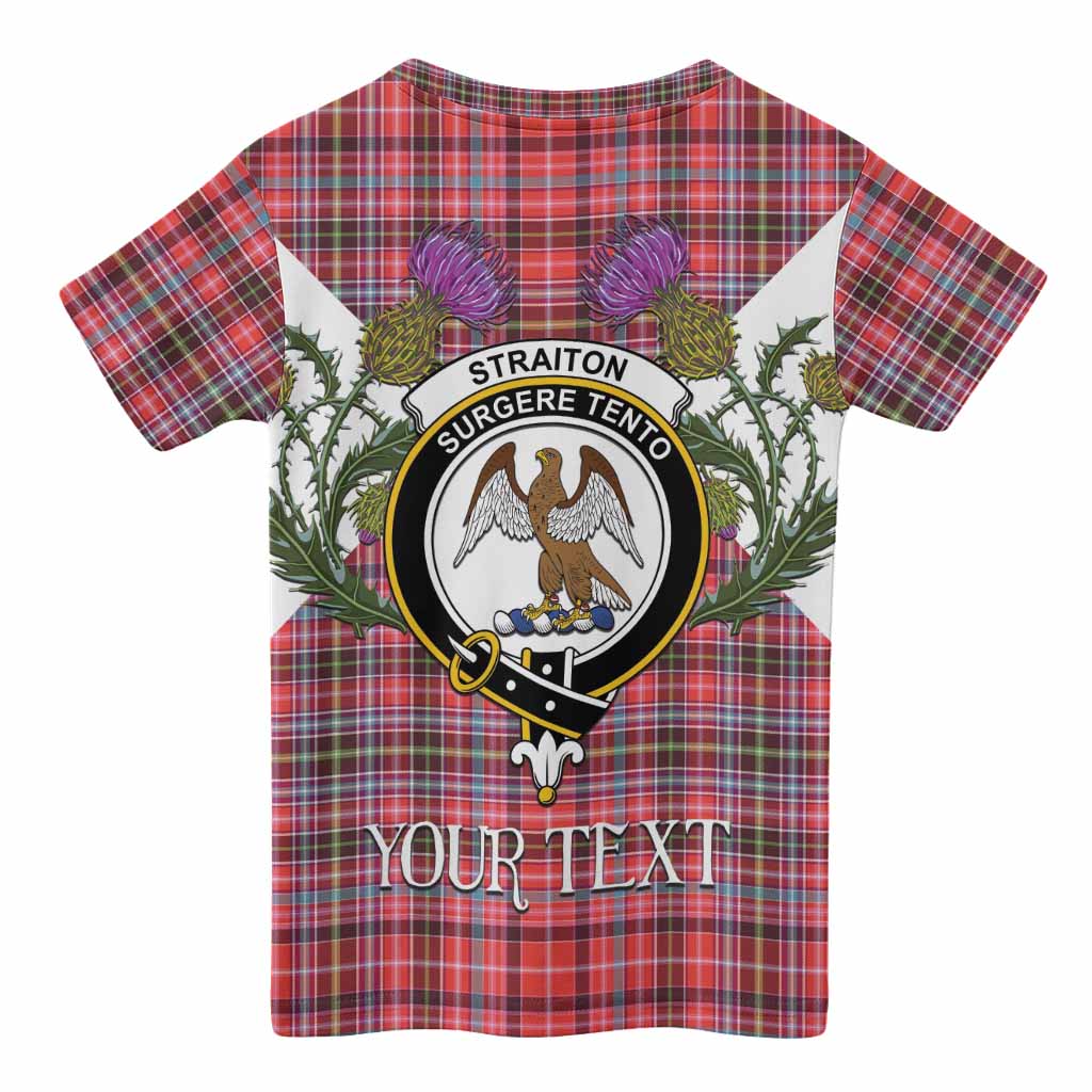 Straiton Tartan Family Crest Kid T-shirt Scottish Burns Night Thistle Floral