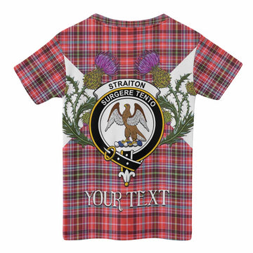 Straiton Tartan Family Crest Kid T-shirt Scottish Burns Night Thistle Floral