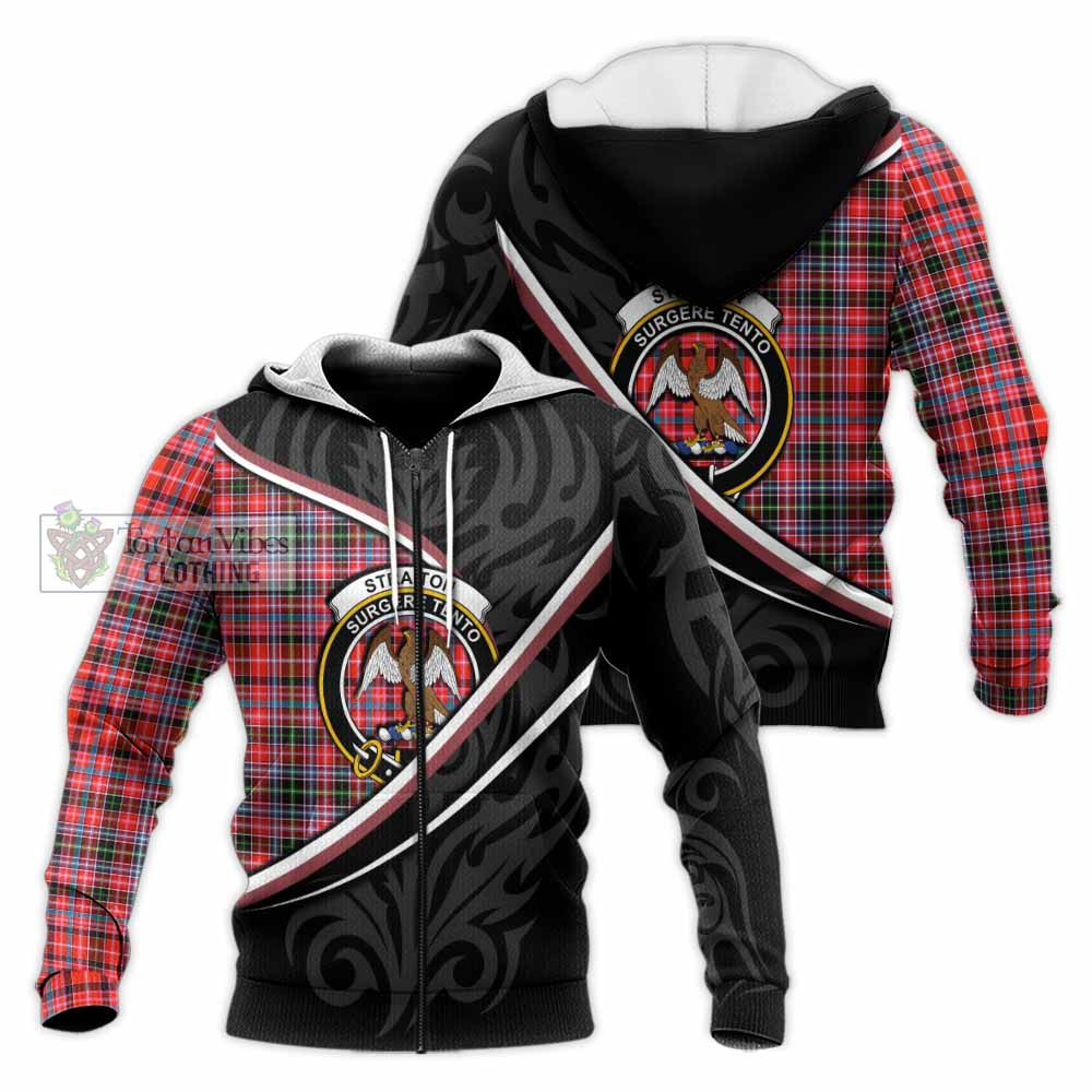 Straiton Tartan Family Crest Knitted Hoodie Celtic Scottish Thistle Floral - Tartan Vibes Clothing
