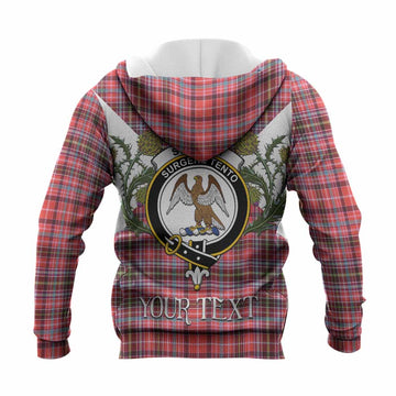 Straiton Tartan Family Crest Knitted Hoodie Scottish Burns Night Thistle Floral