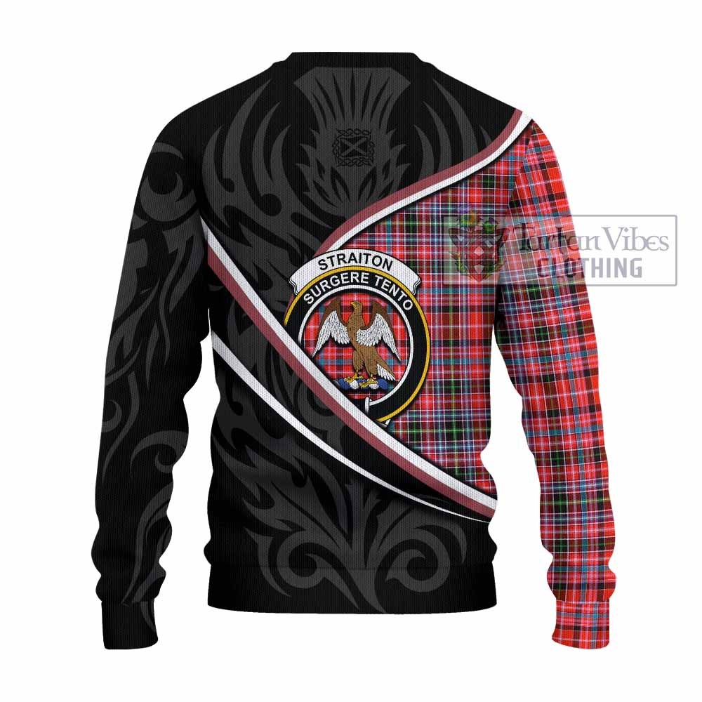 Straiton Tartan Family Crest Knitted Sweater Celtic Scottish Thistle Floral - Tartan Vibes Clothing