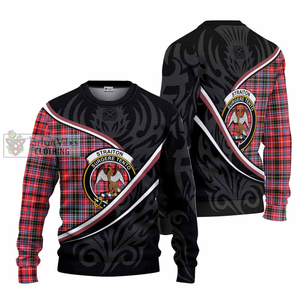 Straiton Tartan Family Crest Knitted Sweater Celtic Scottish Thistle Floral - Tartan Vibes Clothing