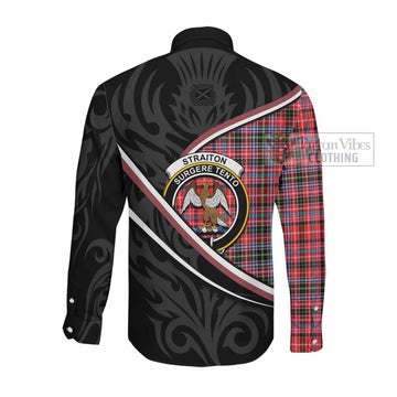 Straiton Tartan Family Crest Long Sleeve Button Shirts Celtic Scottish Thistle Floral