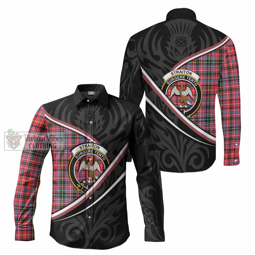 Straiton Tartan Family Crest Long Sleeve Button Shirts Celtic Scottish Thistle Floral - Tartan Vibes Clothing