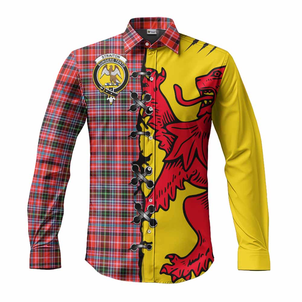 Straiton Tartan Family Crest Long Sleeve Button Shirts Lion Rampant Honor - Tartan Vibes Clothing