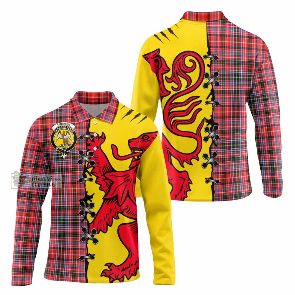Straiton Tartan Family Crest Long Sleeve Polo Shirt Lion Rampant Honor - Tartan Vibes Clothing
