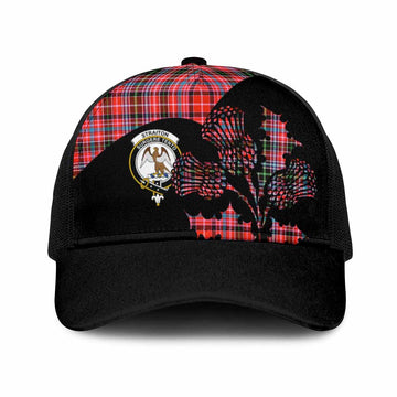 Straiton Tartan Family Crest Mesh Trucker Cap Scotland Thistle Floral Flag Style