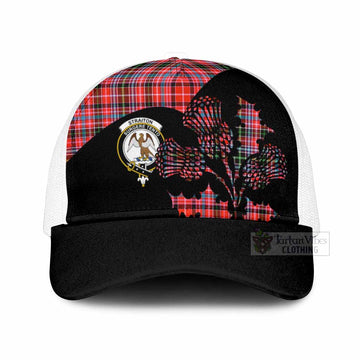 Straiton Tartan Family Crest Mesh Trucker Cap Scotland Thistle Floral Flag Style