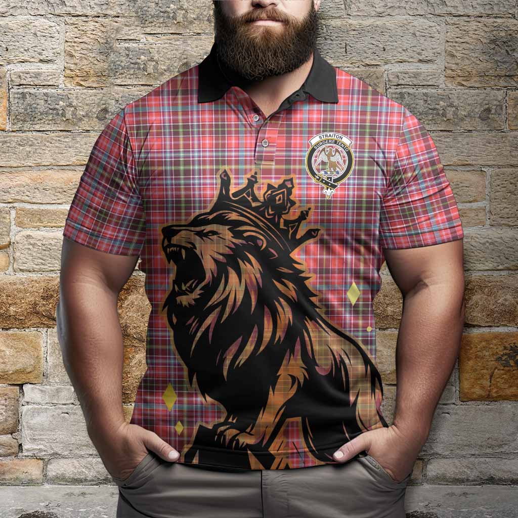 Straiton Tartan Family Crest Polo Shirt Crowned Lion Roaring
