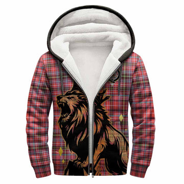 Straiton Tartan Family Crest Sherpa Hoodie Crowned Lion Roaring