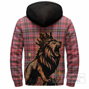 Straiton Tartan Family Crest Sherpa Hoodie Crowned Lion Roaring