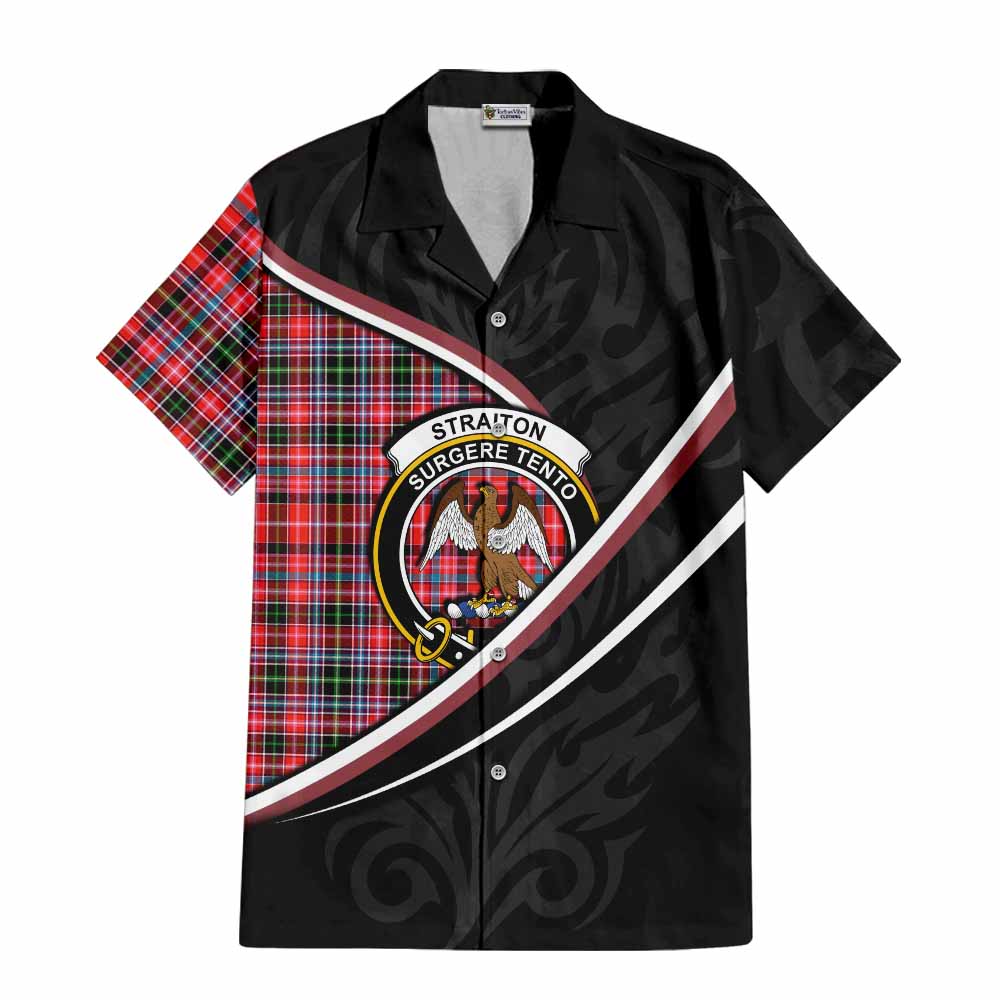 Straiton Tartan Family Crest Short Sleeve Button Shirt Celtic Scottish Thistle Floral - Tartan Vibes Clothing