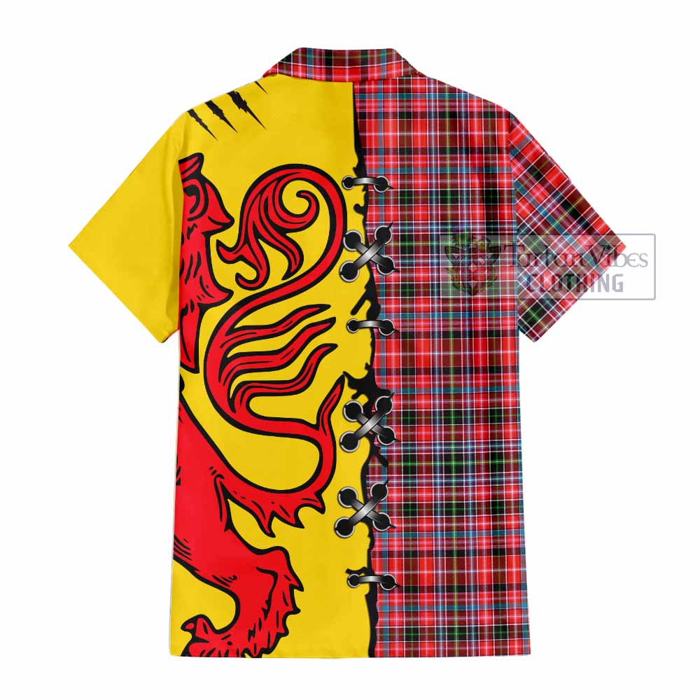 Straiton Tartan Family Crest Short Sleeve Button Shirt Lion Rampant Honor - Tartan Vibes Clothing