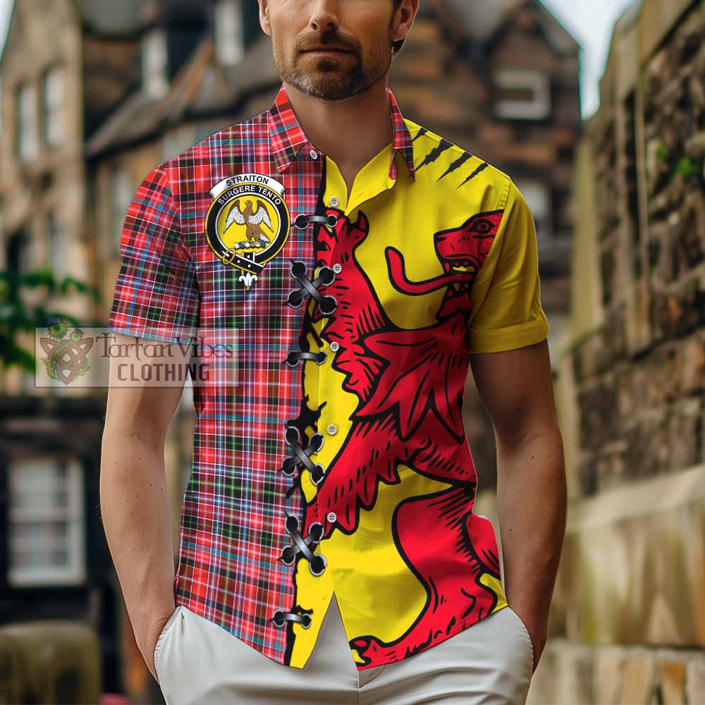 Straiton Tartan Family Crest Short Sleeve Button Shirt Lion Rampant Honor - Tartan Vibes Clothing