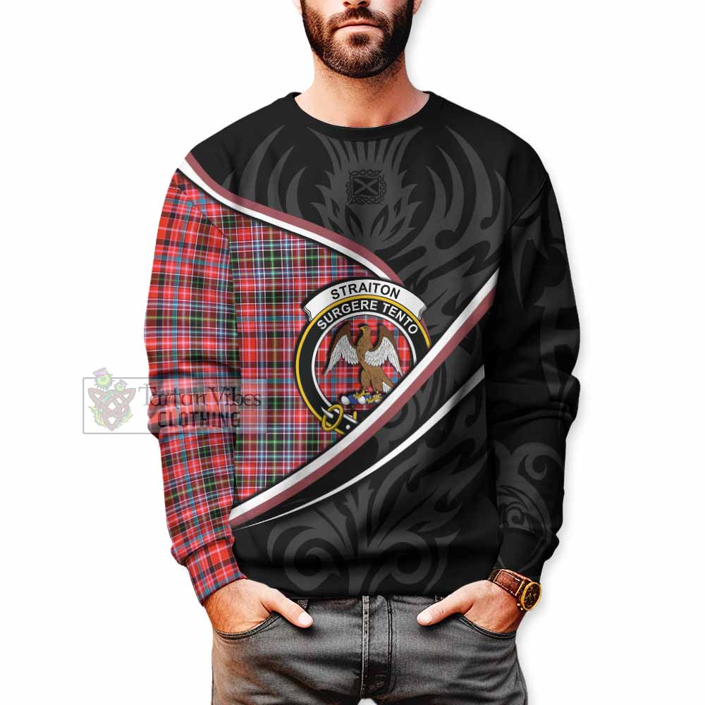 Straiton Tartan Family Crest Sweatshirt Celtic Scottish Thistle Floral - Tartan Vibes Clothing