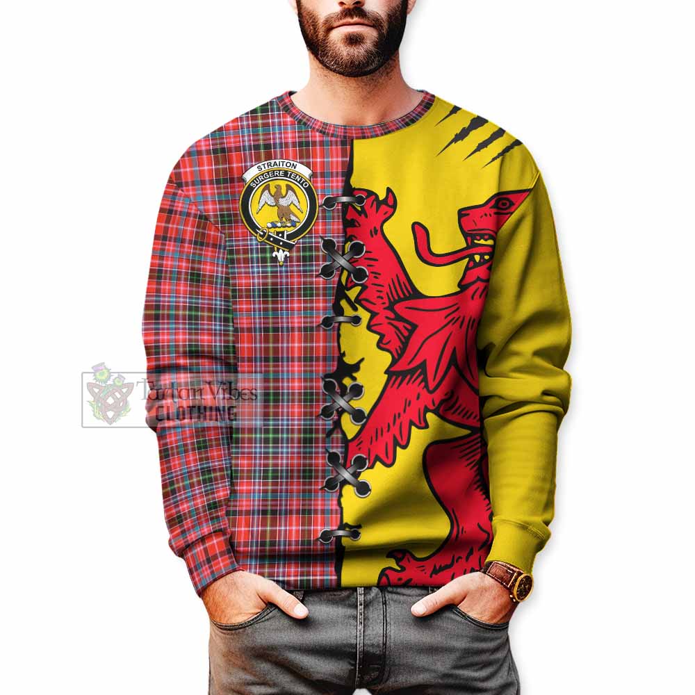 Straiton Tartan Family Crest Sweatshirt Lion Rampant Honor - Tartan Vibes Clothing